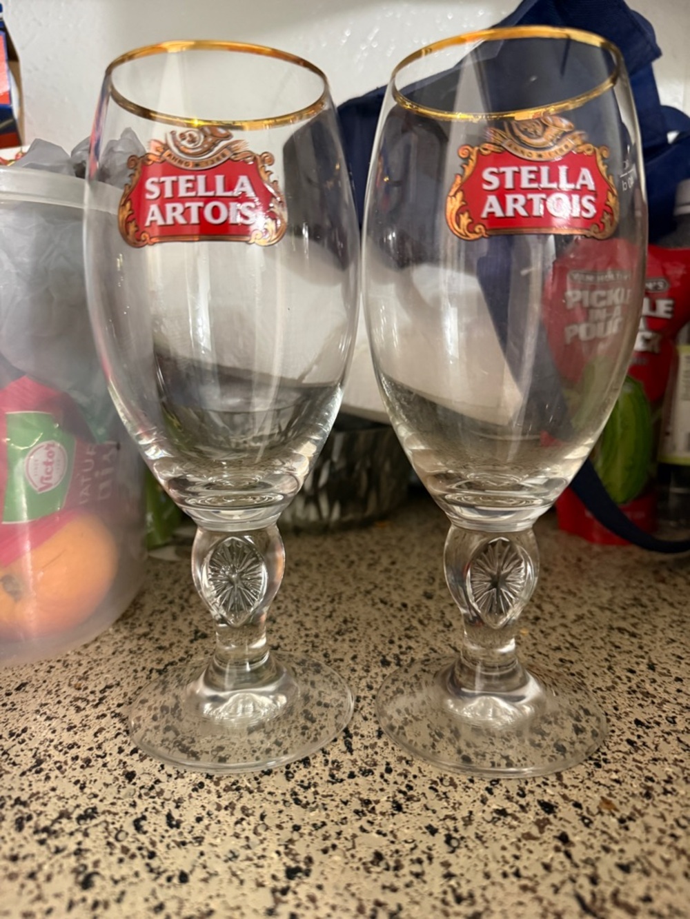 Stella Artois Gold-Rim Beer Glasses Set of Two - Clear with Gold Accent